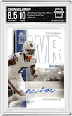 Keon Coleman from the 2024 Topps Signature Class set graded by Arena Club and given an overall grade of 8.5.