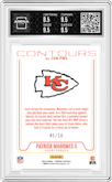 Patrick Mahomes II from the 2024 Panini Phoenix set featuring a Blue parallel graded by Arena Club and given an overall grade of 9.