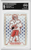 Patrick Mahomes II from the 2024 Panini Phoenix set featuring a Blue parallel graded by Arena Club and given an overall grade of 9.