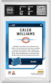 Caleb Williams from the 2024 Donruss set featuring a Red Pandora parallel graded by Arena Club and given an overall grade of 9.5.