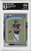 Caleb Williams from the 2024 Donruss Optic set featuring a Holo parallel graded by Arena Club and given an overall grade of 9.5.