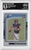 Caleb Williams from the 2024 Donruss Optic set featuring a Holo parallel graded by Arena Club and given an overall grade of 9.5.