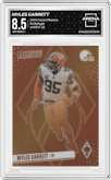 Myles Garrett from the 2023 Panini Phoenix set graded by Arena Club and given an overall grade of 8.5.