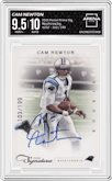Cam Newton from the 2011 Panini Prime Signatures set graded by Arena Club and given an overall grade of 9.5.
