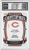 Caleb Williams from the 2024 Panini Totally Certified set featuring a Mirror Red parallel graded by Arena Club and given an overall grade of 10.