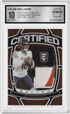 Caleb Williams from the 2024 Panini Totally Certified set featuring a Mirror Red parallel graded by Arena Club and given an overall grade of 10.