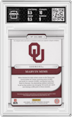 Marvin Mims from the 2023 Panini National Treasures Collegiate set featuring a Bowl Logo  parallel graded by Arena Club and given an overall grade of 9.
