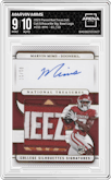 Marvin Mims from the 2023 Panini National Treasures Collegiate set featuring a Bowl Logo  parallel graded by Arena Club and given an overall grade of 9.