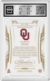 Marvin Mims from the 2023 Panini Flawless Collegiate set featuring a Gold  parallel graded by Arena Club and given an overall grade of 10.