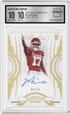 Marvin Mims from the 2023 Panini Flawless Collegiate set featuring a Gold  parallel graded by Arena Club and given an overall grade of 10.