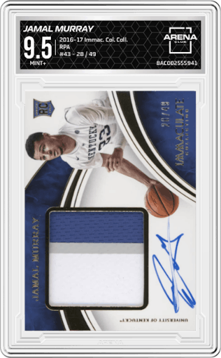 Jamal Murray from the 2016-17 Panini Immaculate Collegiate set graded by Arena Club and given an overall grade of 9.5.