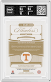 Hendon Hooker from the 2023 Panini Flawless Collegiate set featuring a Sapphire parallel graded by Arena Club and given an overall grade of 9.5.