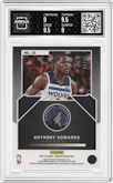 Anthony Edwards from the 2021-22 Panini Obsidian set featuring a Electric Etch Purple parallel graded by Arena Club and given an overall grade of 9.5.