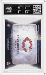 Rome Odunze from the 2024 Panini Origins set graded by Arena Club and given an overall grade of 8.