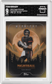 Tom Brady from the 2024 Topps Midnight set featuring a Summer Solstice parallel graded by Arena Club and given an overall grade of 9.