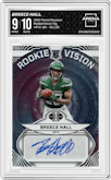 Breece Hall from the 2022 Panini Illusions set graded by Arena Club and given an overall grade of 9.