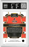 Toumani Camara from the 2023-24 Panini Select  set featuring a Tiger parallel graded by Arena Club and given an overall grade of 9.5.