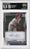 Alec Bohm from the 2021 Bowman set graded by Arena Club and given an overall grade of 9.5.
