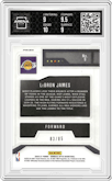 LeBron James from the 2020-21 Panini Donruss Optic set featuring a Blue parallel graded by Arena Club and given an overall grade of 9.5.