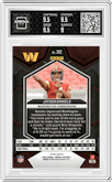 Jayden Daniels from the 2024 Panini Mosaic set featuring a Red Mosaic parallel graded by Arena Club and given an overall grade of 9.5.