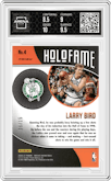 Larry Bird from the 2020-21 Panini Mosaic set featuring a Blue Fluorescent parallel graded by Arena Club and given an overall grade of 9.