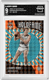 Larry Bird from the 2020-21 Panini Mosaic set featuring a Blue Fluorescent parallel graded by Arena Club and given an overall grade of 9.