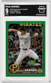 Paul Skenes from the 2024 Topps Chrome Update set featuring a Green Refractor parallel graded by Arena Club and given an overall grade of 9.