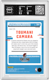 Toumani Camara from the 2023-24 Donruss Optic set featuring a Fast Break Pink parallel graded by Arena Club and given an overall grade of 9.5.