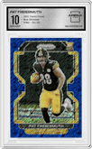Pat Freiermuth from the 2021 Panini Prizm set featuring a Blue Shimmer parallel graded by Arena Club and given an overall grade of 10.
