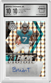 Brian Thomas Jr. from the 2024 Panini Mosaic set graded by Arena Club and given an overall grade of 10.
