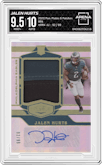 Jalen Hurts from the 2020 Panini Plates & Patches set graded by Arena Club and given an overall grade of 9.5.