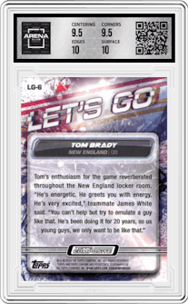 Tom Brady from the 2023 Topps Composite set graded by Arena Club and given an overall grade of 10.
