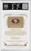 Terrell Owens from the 2023 Panini Flawless set graded by Arena Club and given an overall grade of 9.5.