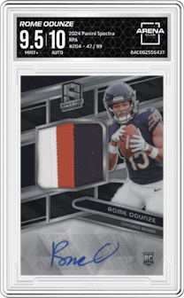 Rome Odunze from the 2024 Panini Spectra set graded by Arena Club and given an overall grade of 9.5.