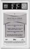 Elly De La Cruz	 from the 2025 Topps Tribute set featuring a Purple parallel graded by Arena Club and given an overall grade of 9.5.