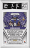 Jordan Addison  from the 2023 Panini Phoenix set featuring a Orange  parallel graded by Arena Club and given an overall grade of 9.