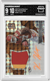 Kareem Hunt from the 2017 Panini Spectra set featuring a Neon Orange parallel graded by Arena Club and given an overall grade of 9.