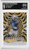 Anthony Richardson from the 2023 Panini Illusions set featuring a Gold parallel graded by Arena Club and given an overall grade of 9.