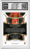 Myles Garrett from the 2023 Panini Select set featuring a Cosmic parallel graded by Arena Club and given an overall grade of 10.
