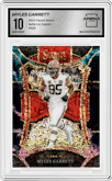 Myles Garrett from the 2023 Panini Select set featuring a Cosmic parallel graded by Arena Club and given an overall grade of 10.