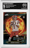 Jayden Daniels from the 2024 Topps Cosmic Chrome set graded by Arena Club and given an overall grade of 9.