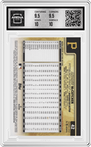 Andrew McCutchen from the 2025 Topps set graded by Arena Club and given an overall grade of 10.