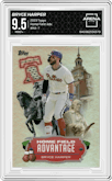 Bryce Harper from the 2023 Topps Series 1 set graded by Arena Club and given an overall grade of 9.5.