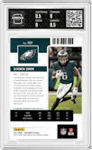 DeVonta Smith  from the 2021 Panini Contenders   set graded by Arena Club and given an overall grade of 9.