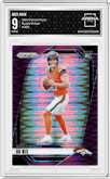 Bo Nix from the 2024 Panini Prizm set featuring a Purple Pulsar parallel graded by Arena Club and given an overall grade of 9.
