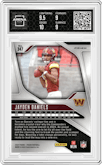 Jayden Daniels from the 2024 Panini Prizm set featuring a Lazer Prizm parallel graded by Arena Club and given an overall grade of 9.5.
