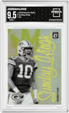 Jordan Love from the 2024 Donruss Optic set graded by Arena Club and given an overall grade of 9.5.