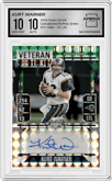 Kurt Warner from the 2024 Panini Zenith set featuring a Green parallel graded by Arena Club and given an overall grade of 10.