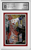 Justin Jefferson from the 2024 Panini Zenith set featuring a Red parallel graded by Arena Club and given an overall grade of 10.