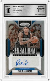 Paolo Banchero from the 2024-25 Panini Prizm set and given an overall grade of 10.